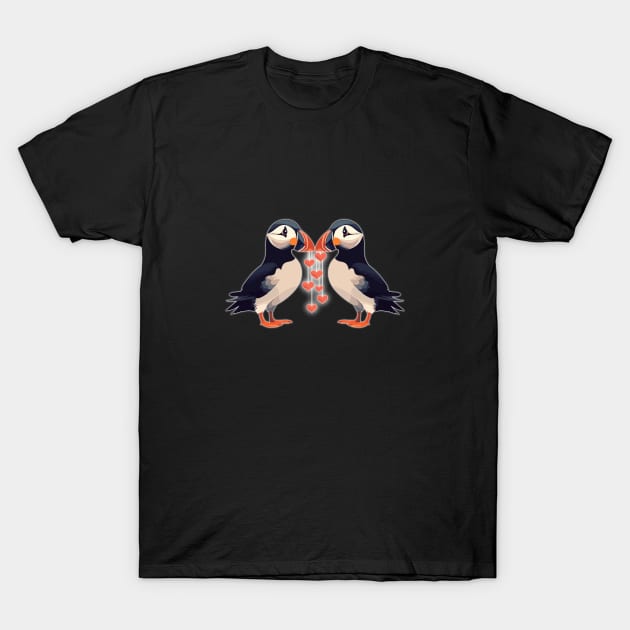 Puffin' Lovin" - Dark Colors T-Shirt by MonarchGraphics